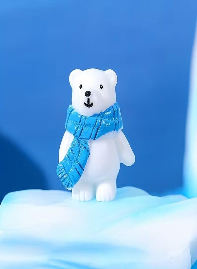 VAYINATO 4pcs Polar Bear Figurines with Iceberg Scarves - Resin Bear Home Decor for Garden, Plants, Aquarium, Home, Car - DIY Miniature Crafts, Gifts for Christmas, Halloween, Easter, Thanksgiving - Image 2